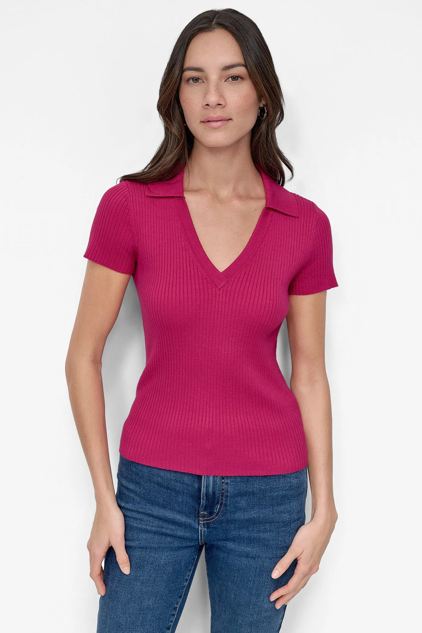 RIBBED POLO SWEATER sold by DKNY