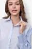 CROPPED LONG SLEEVE BUTTON FRONT SHIRT WITH MIXED STRIPE sold by DKNY