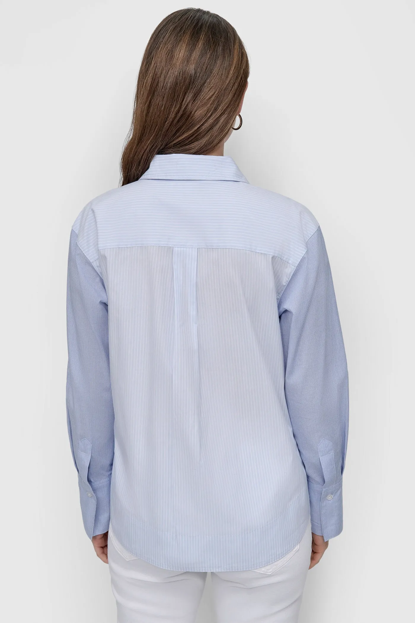 CROPPED LONG SLEEVE BUTTON FRONT SHIRT WITH MIXED STRIPE sold by DKNY product image thumbnail 2