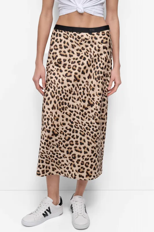 LOGO MIDI SLIP SKIRT sold by DKNY