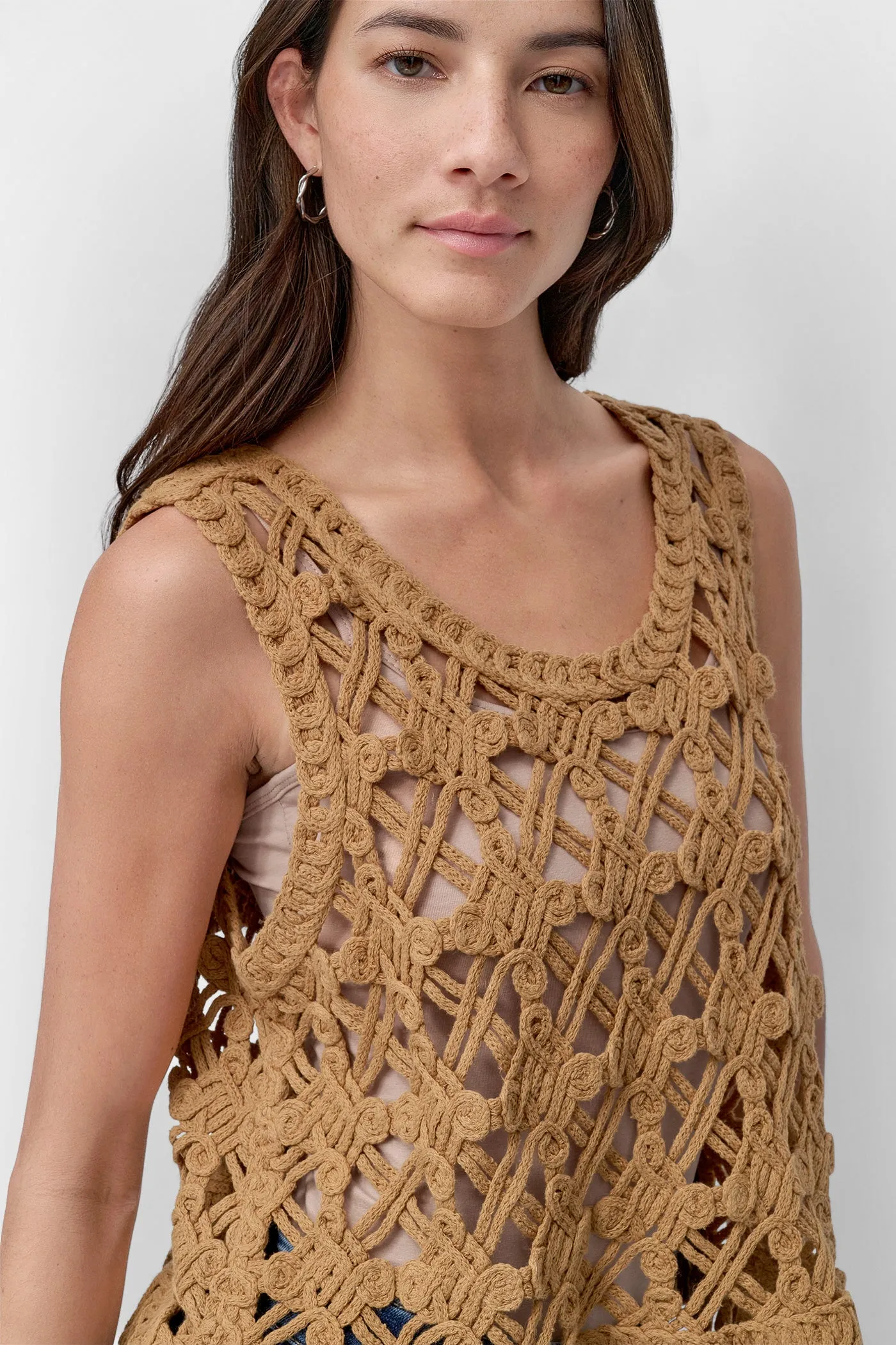CROPPED FRINGE CROCHET TANK sold by DKNY product image thumbnail 4