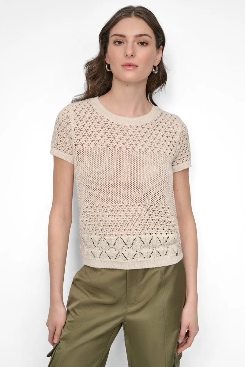 OPEN POINTELLE KNIT SWEATER TEE sold by DKNY