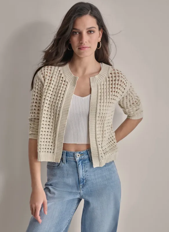 OPEN STITCH DROP SHOULDER CARDIGAN sold by DKNY