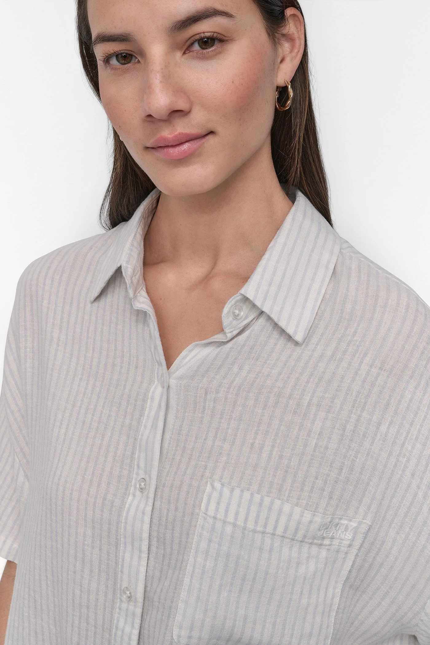 CROPPED LINEN-BLEND SHIRT sold by DKNY product image thumbnail 5