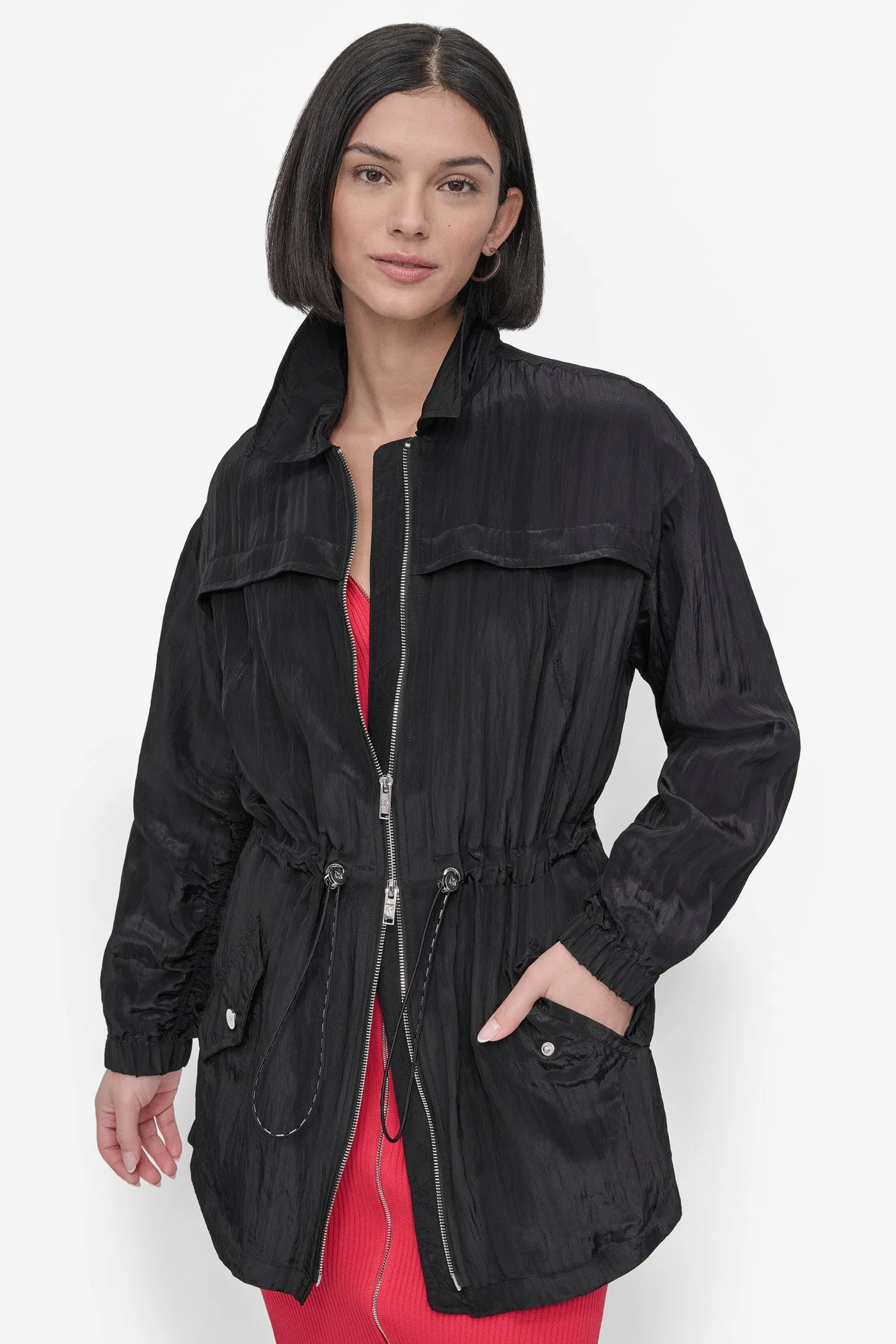 LONG SLEEVE TEXTURED ANARAK JACKET sold by DKNY