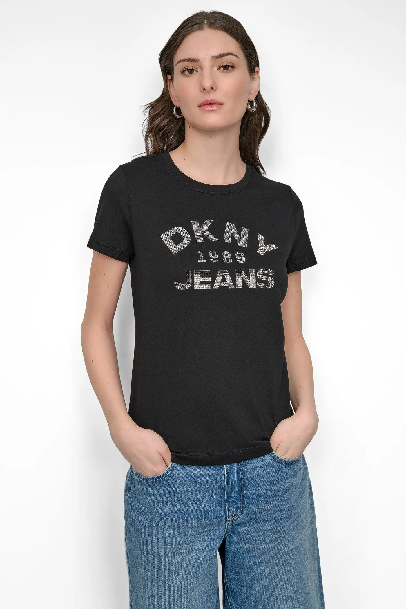 RHINESTONE LOGO TEE sold by DKNY