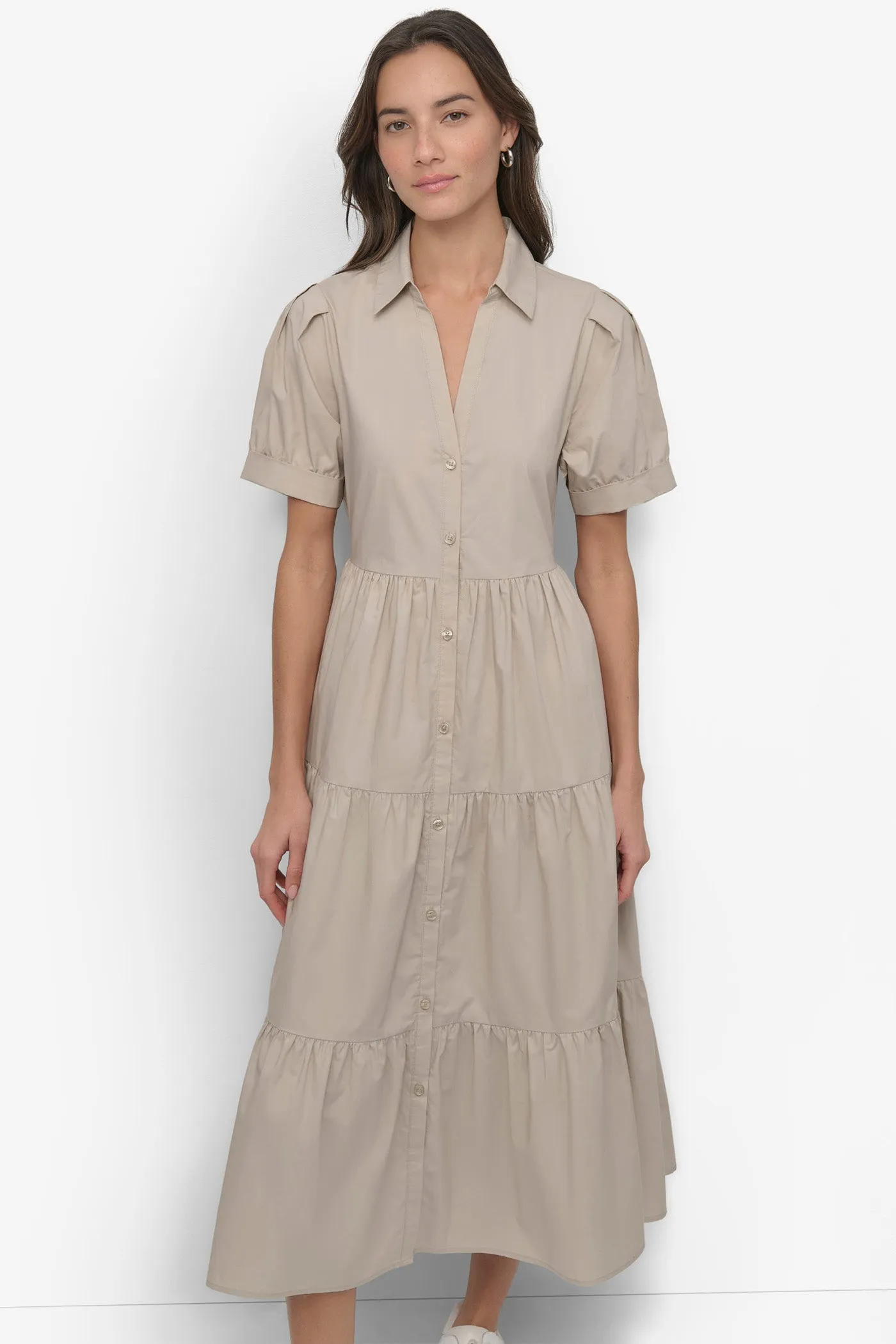 TIERED MIDI SHIRT DRESS sold by DKNY product image thumbnail 4