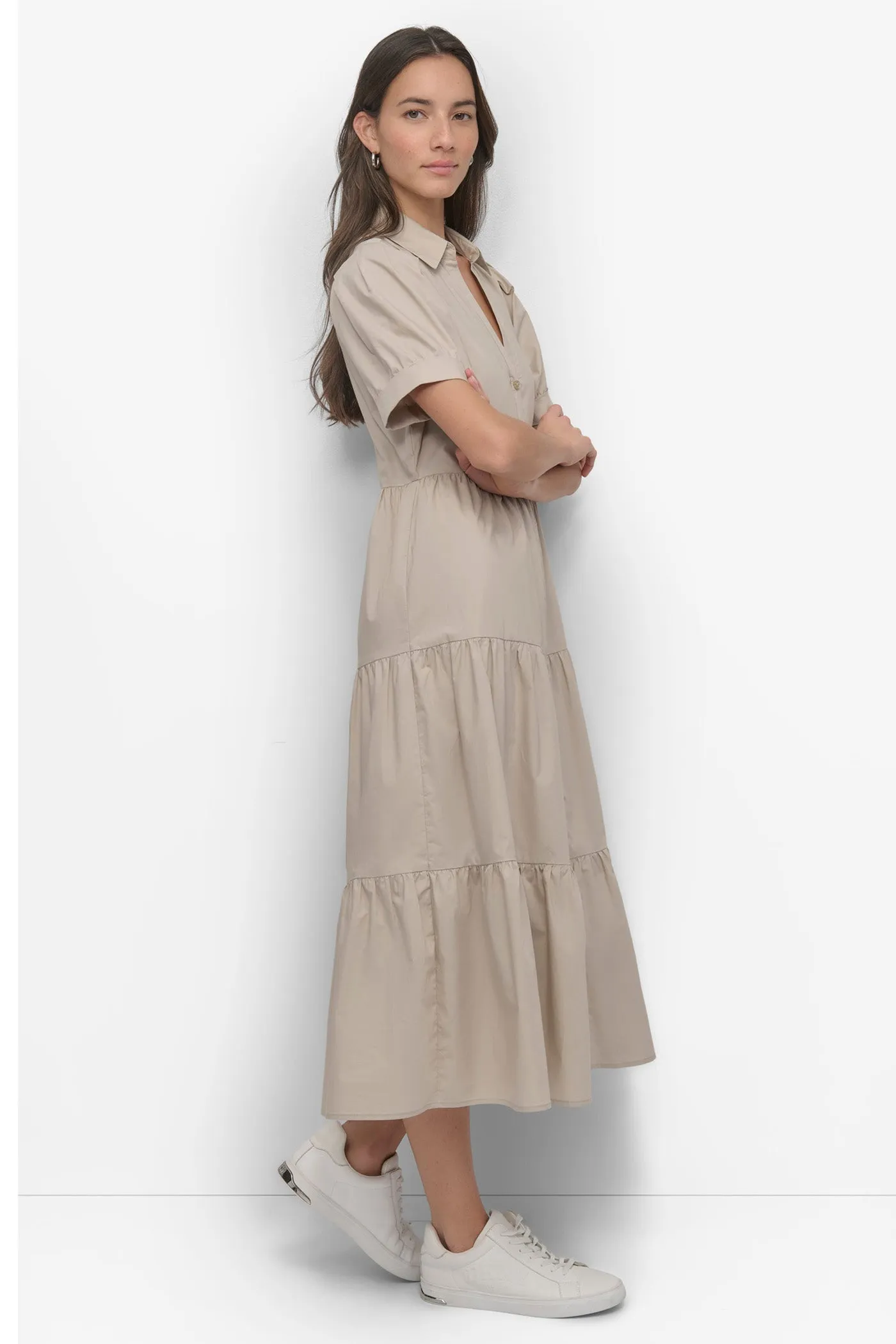 TIERED MIDI SHIRT DRESS sold by DKNY product image thumbnail 3