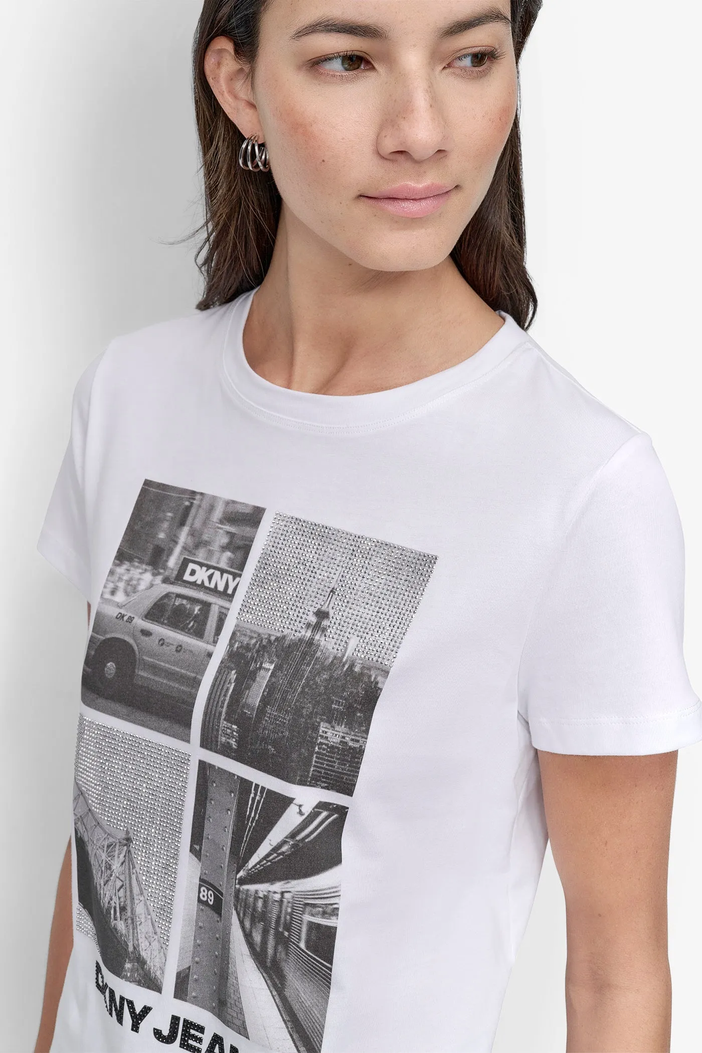CRYSTAL EMBELLISHED CITYSCAPE GRAPHIC TEE sold by DKNY product image thumbnail 4