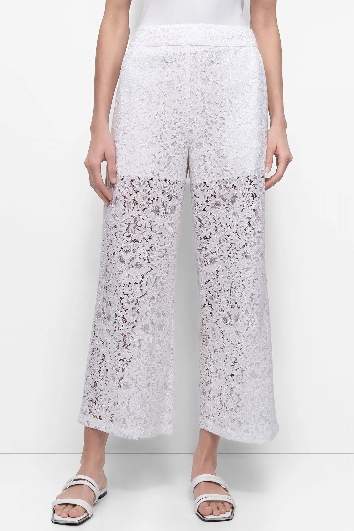 CROPPED LACE STRAIGHT LEG TROUSER sold by DKNY