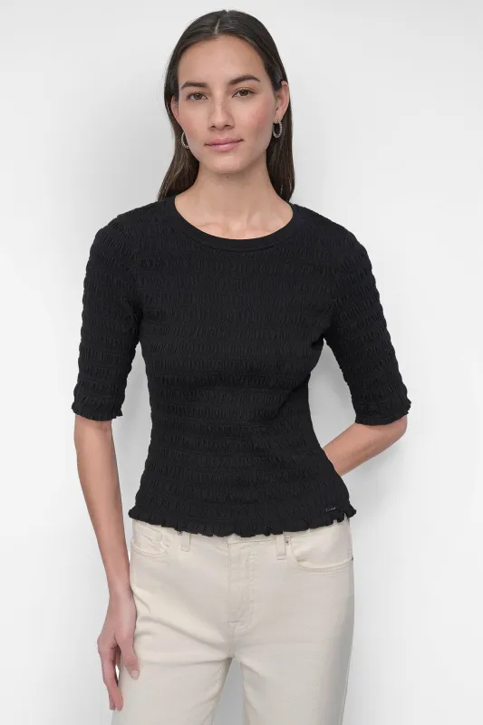 SMOCKED TEE sold by DKNY