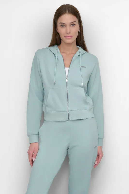 MINI STUD LOGO FULL ZIP HOODIE sold by DKNY