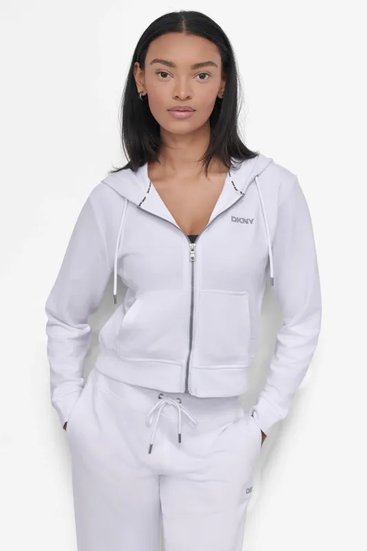 MINI STUD LOGO FULL ZIP HOODIE sold by DKNY