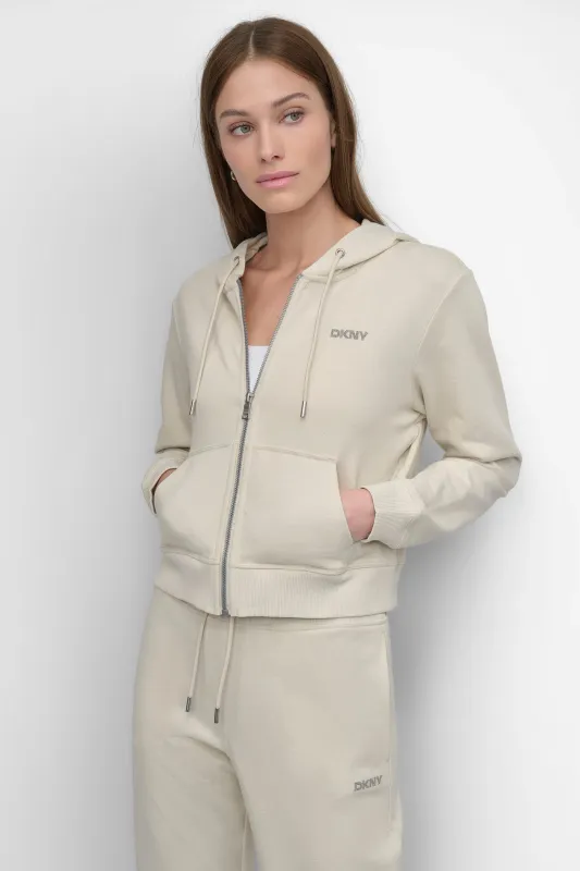 MINI STUD LOGO FULL ZIP HOODIE sold by DKNY