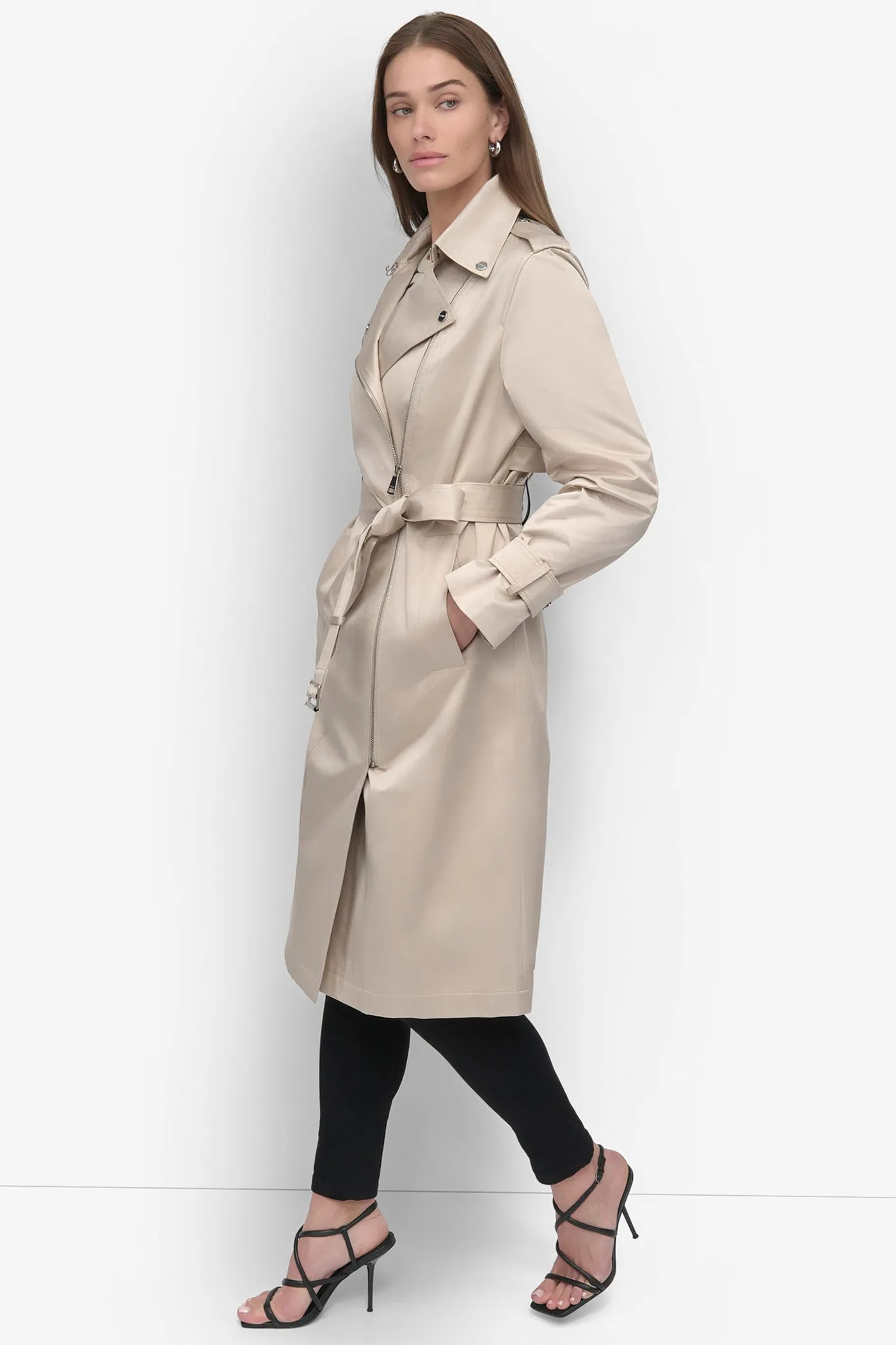 LONG BELTED TRENCH COAT sold by DKNY product image thumbnail 3
