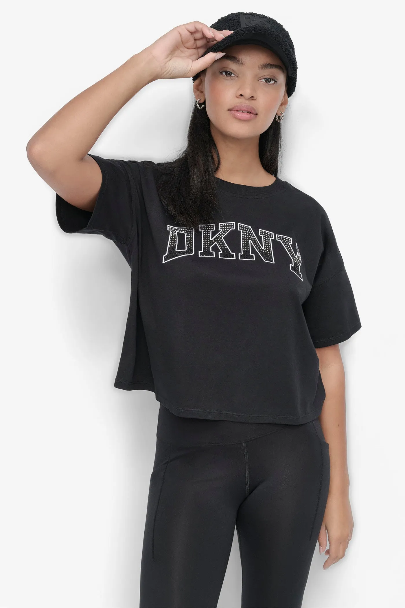 CROPPED OMBRÉ CRYSTAL LOGO TEE sold by DKNY product image thumbnail 4