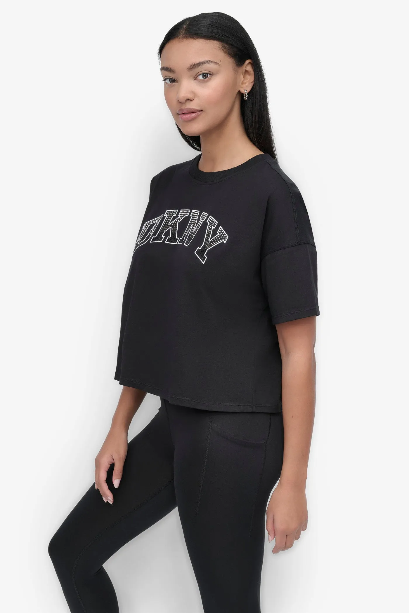 CROPPED OMBRÉ CRYSTAL LOGO TEE sold by DKNY product image thumbnail 5