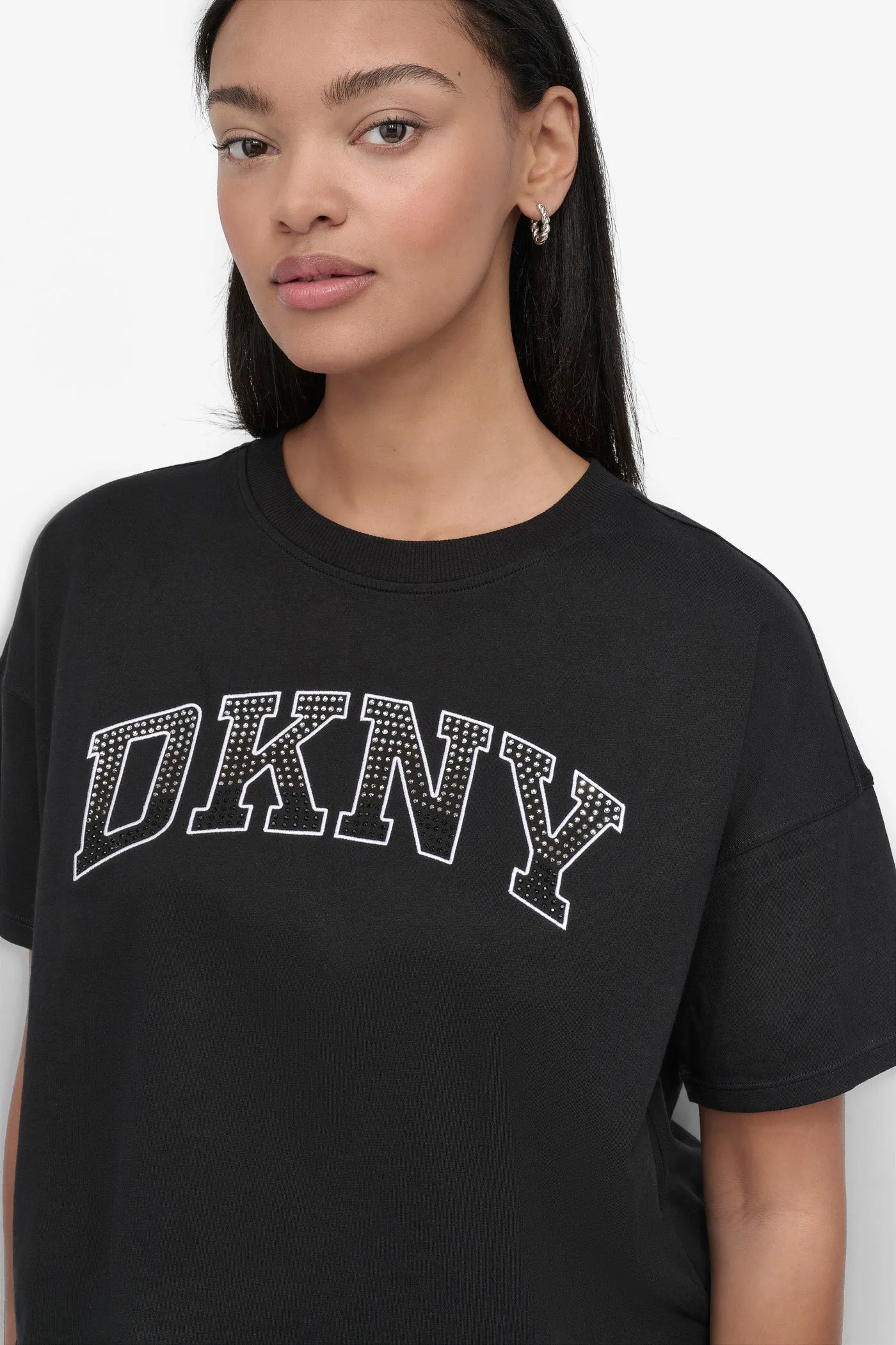 CROPPED OMBRÉ CRYSTAL LOGO TEE sold by DKNY product image thumbnail 3