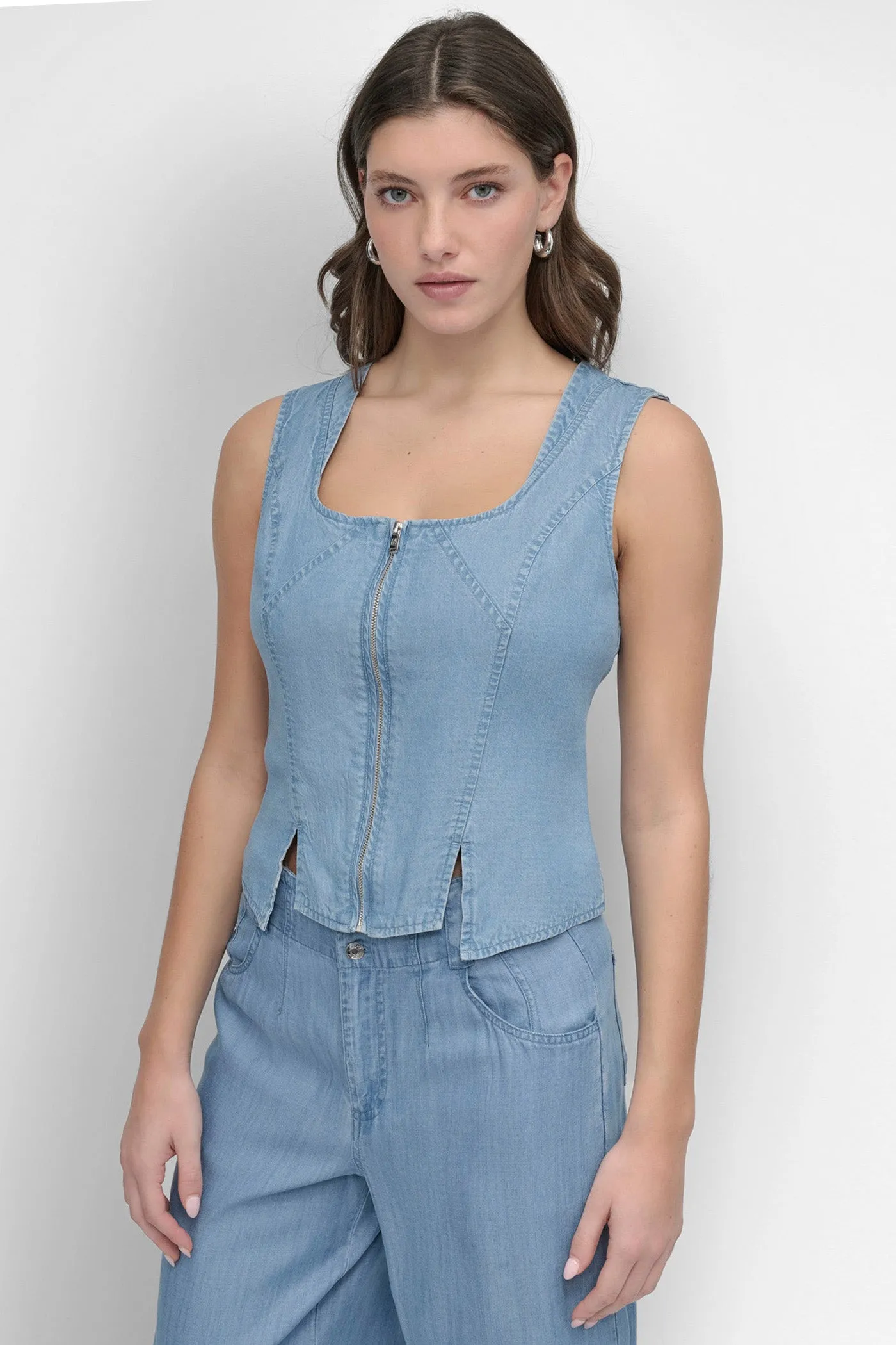 SLEEVELESS ZIP FRONT TENCEL sold by DKNY