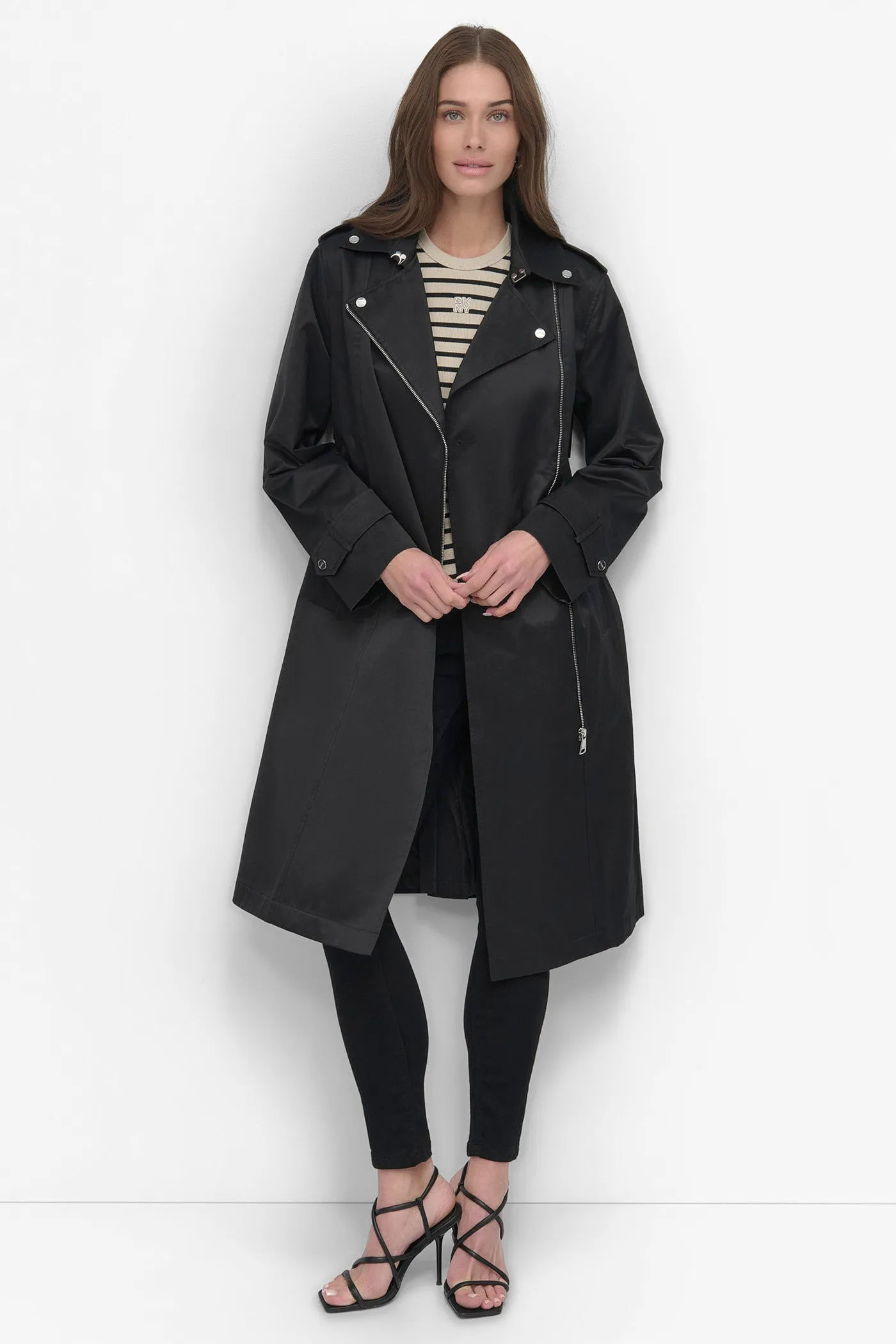 LONG BELTED TRENCH COAT sold by DKNY