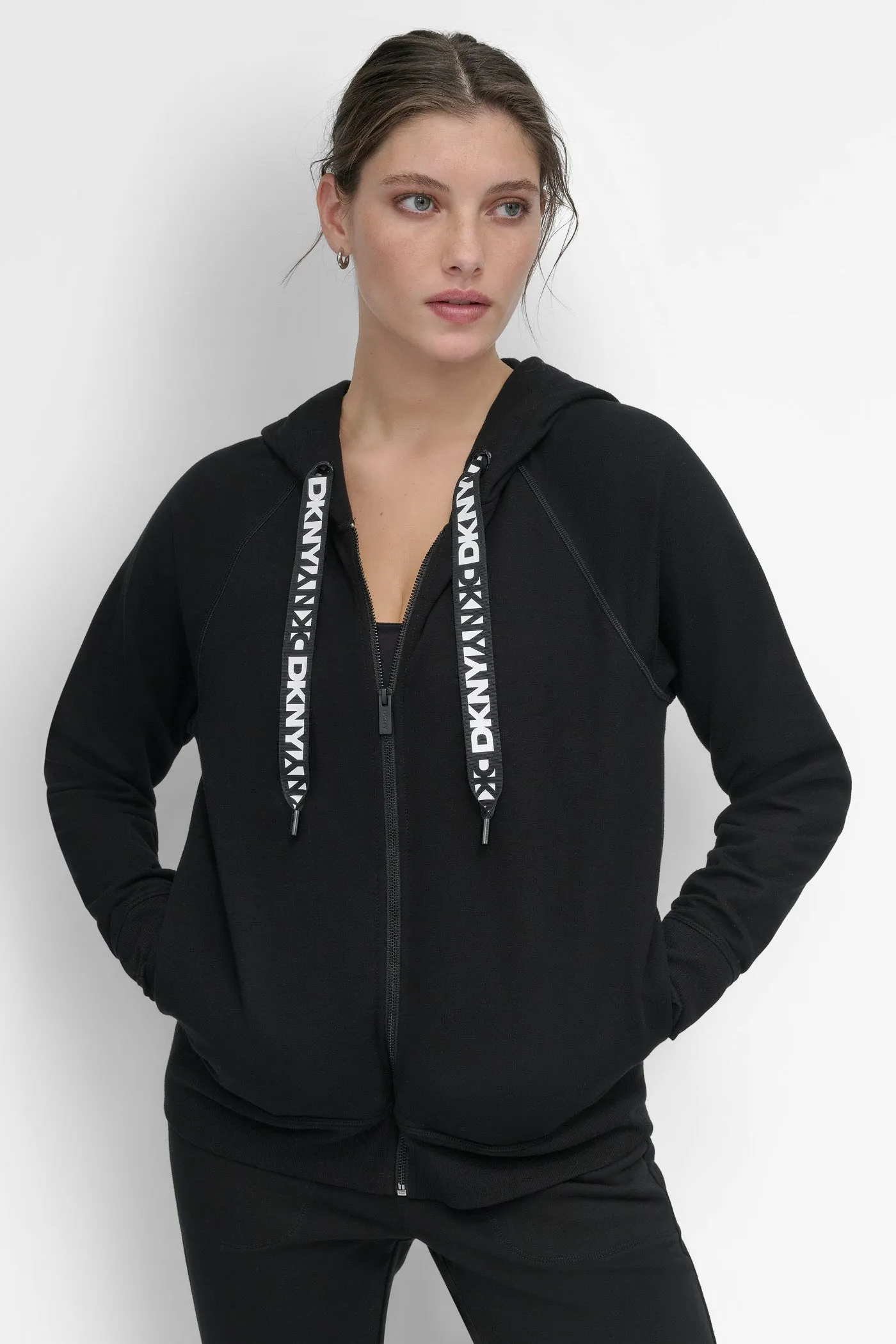 TWO-TONE LOGO DRAWSTRING HOODIE sold by DKNY