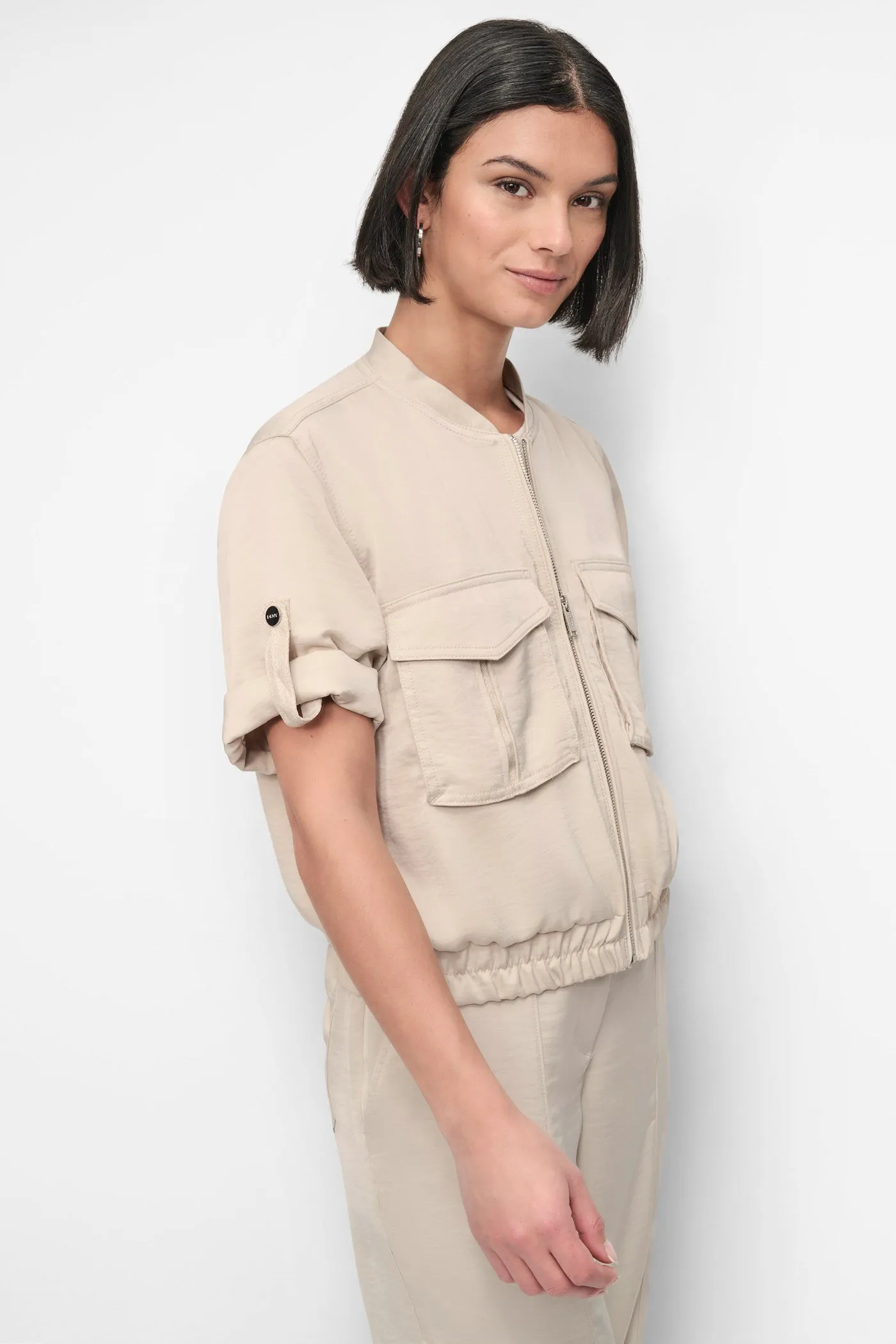 SHORT SLEEVE ROLL TAB ZIP FRONT sold by DKNY product image thumbnail 3