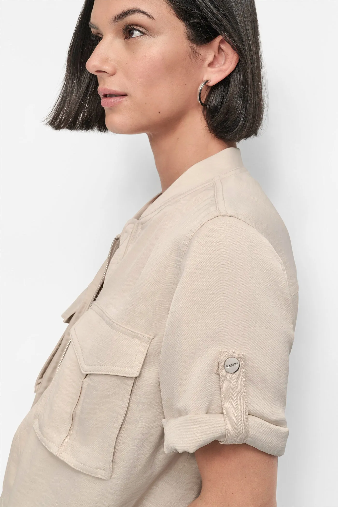 SHORT SLEEVE ROLL TAB ZIP FRONT sold by DKNY product image thumbnail 5