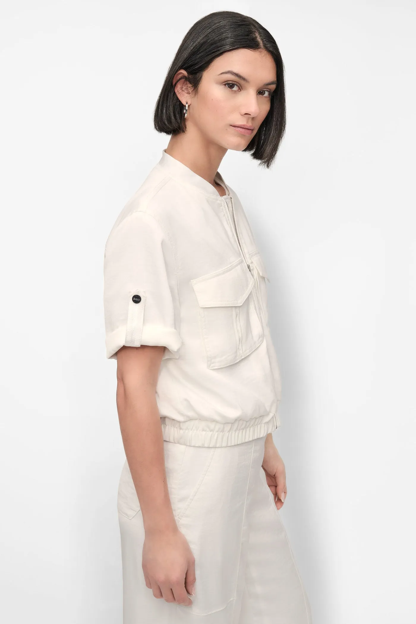 SHORT SLEEVE ROLL TAB ZIP FRONT sold by DKNY product image thumbnail 3