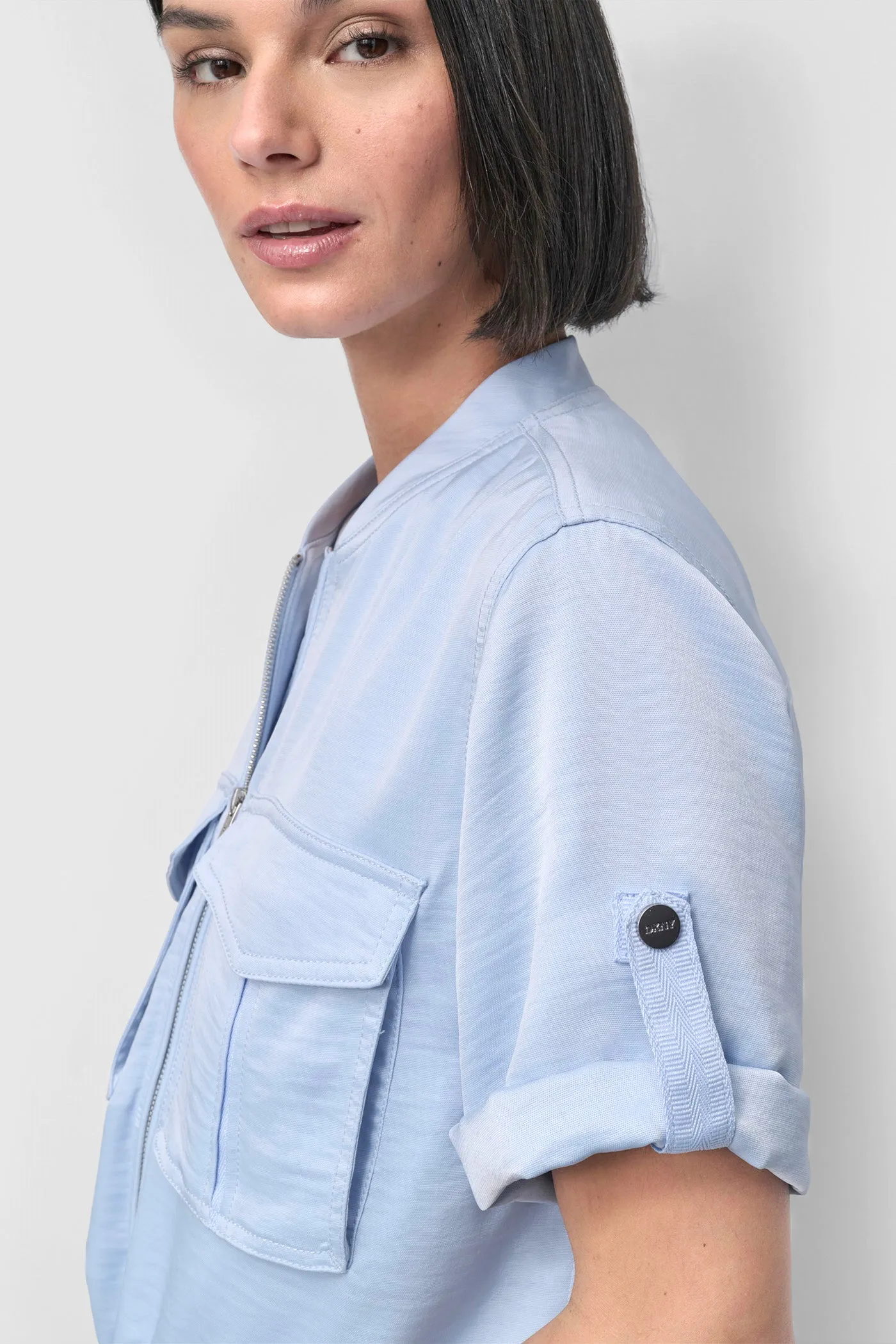 SHORT SLEEVE ROLL TAB ZIP FRONT sold by DKNY product image thumbnail 4