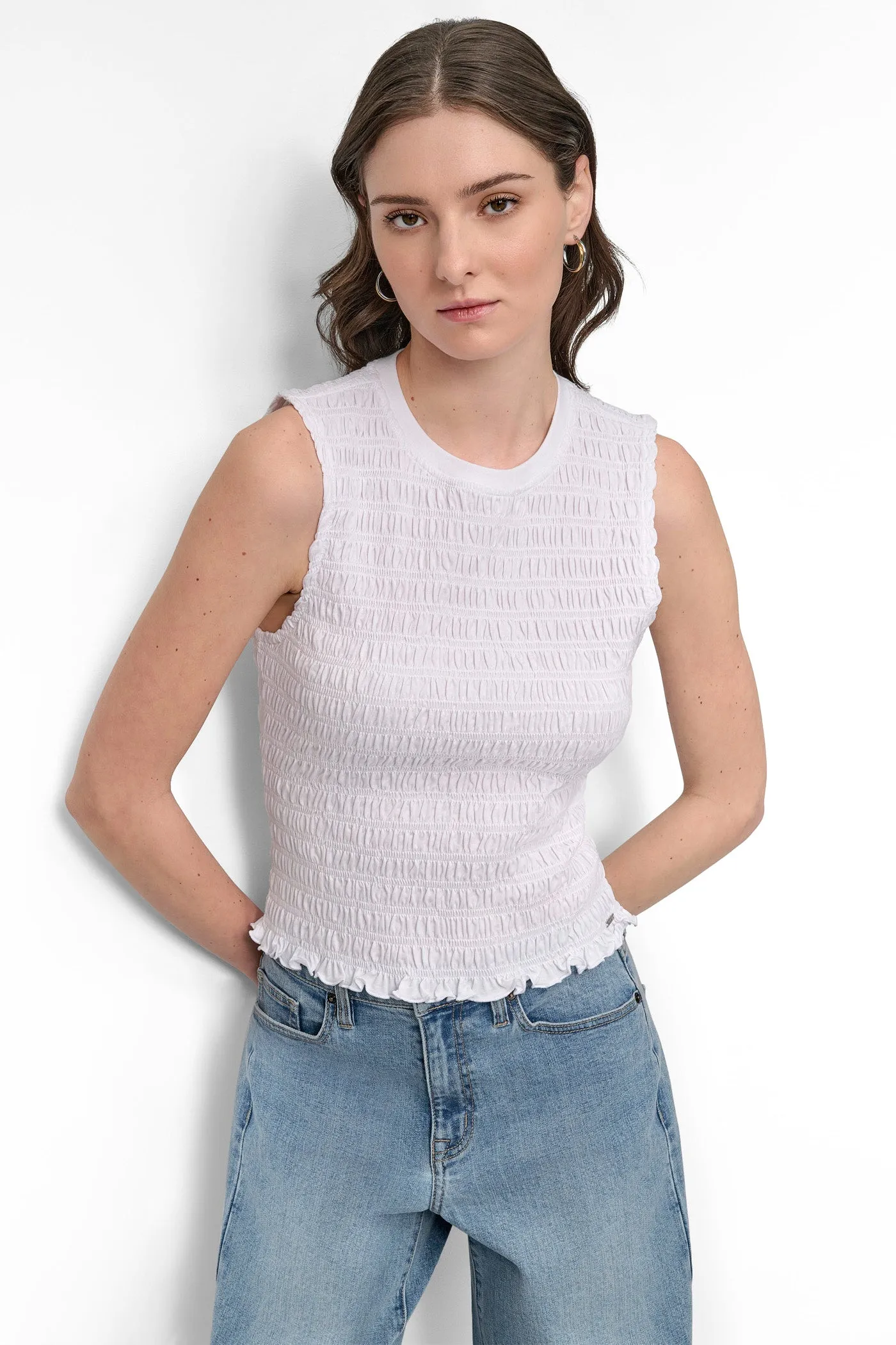 SMOCKED TEE sold by DKNY