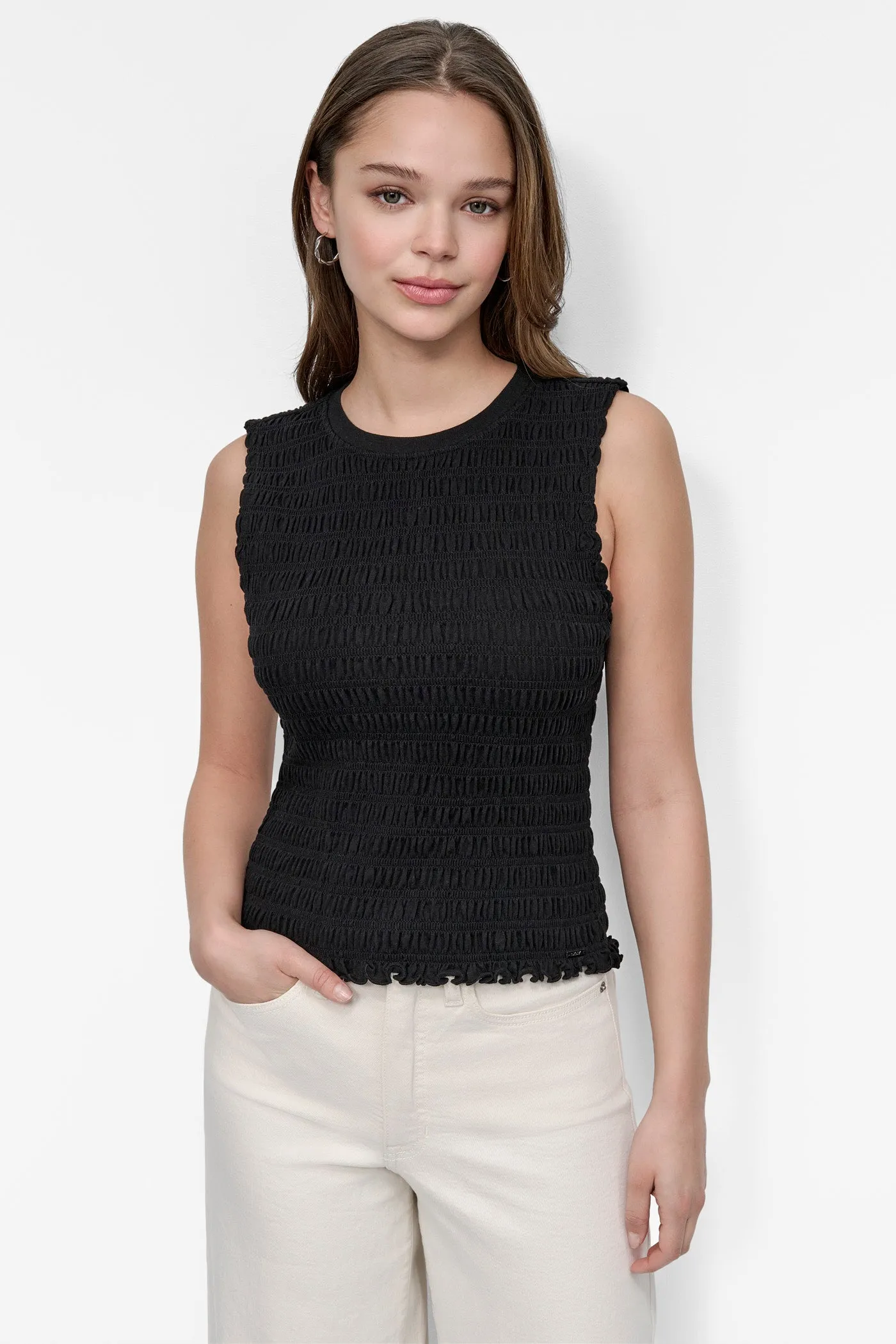 SMOCKED TEE sold by DKNY