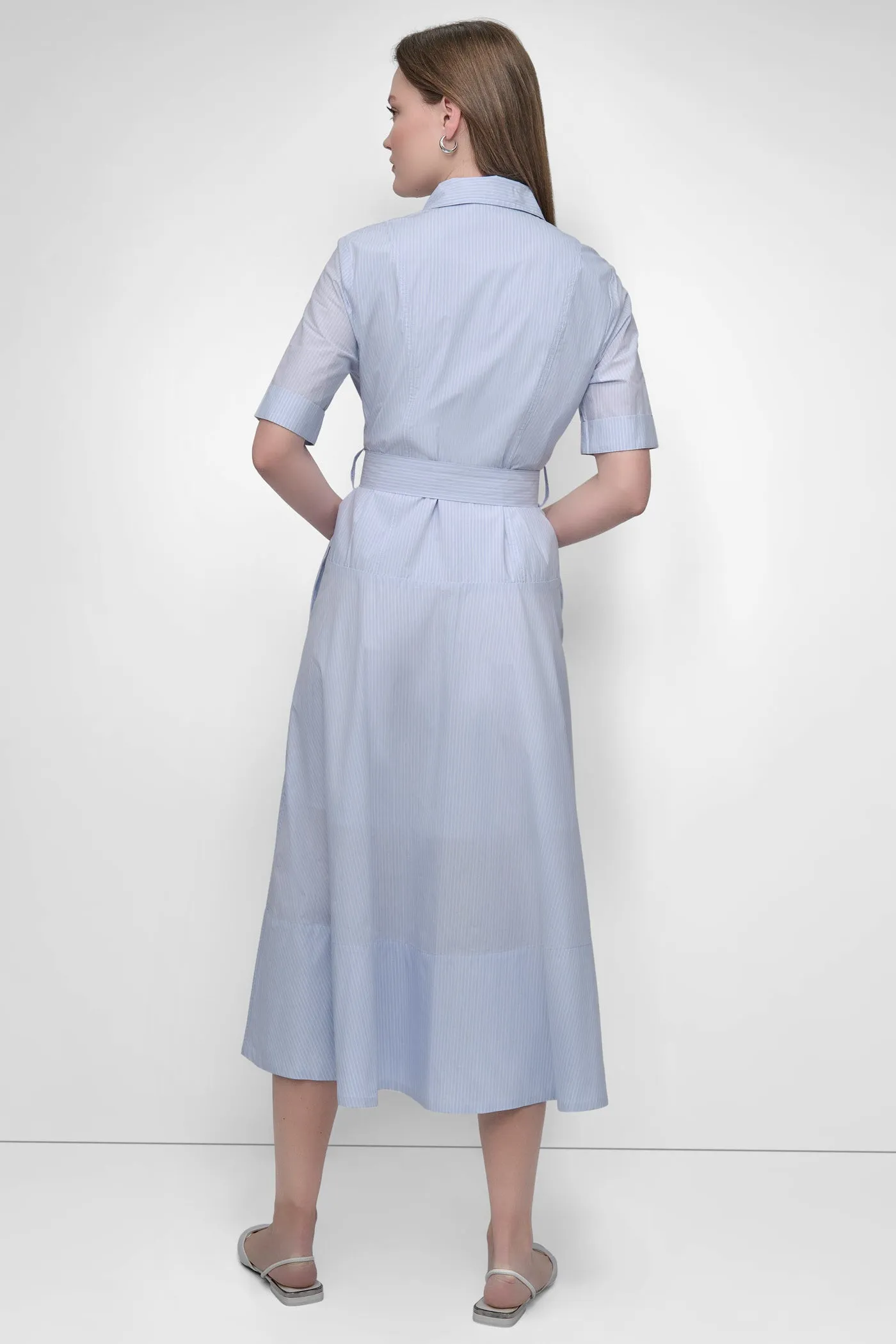 BELTED PINSTRIPED MIDI SHIRT DRESS sold by DKNY product image thumbnail 2