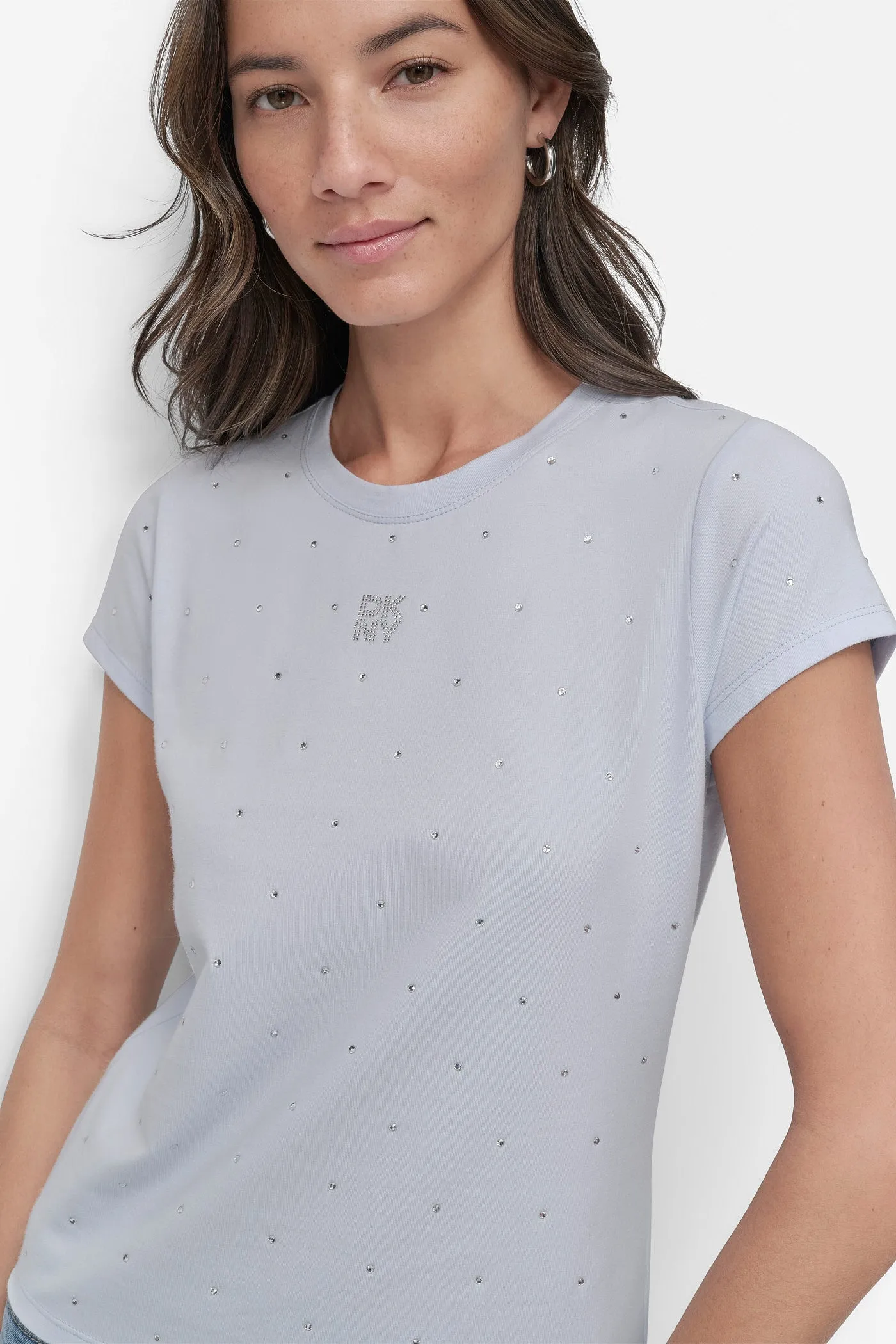 CRYSTAL EMBELLISHED LOGO TEE sold by DKNY product image thumbnail 5