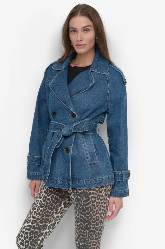SHORT DENIM TRENCH sold by DKNY