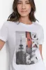 CRYSTAL LOGO-EMBELLISHED CITY GRAPHIC TEE sold by DKNY