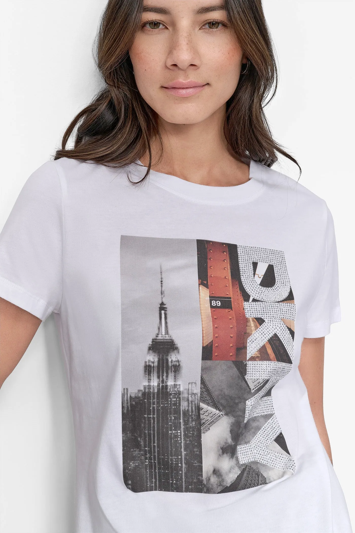 CRYSTAL LOGO-EMBELLISHED CITY GRAPHIC TEE sold by DKNY product image thumbnail 5