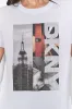CRYSTAL LOGO-EMBELLISHED CITY GRAPHIC TEE sold by DKNY