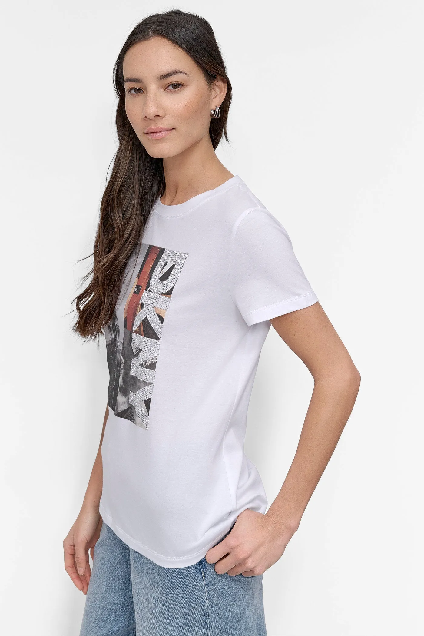 CRYSTAL LOGO-EMBELLISHED CITY GRAPHIC TEE sold by DKNY product image thumbnail 3