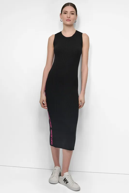 LOGO MIDI SWEATER TANK DRESS made by DKNY