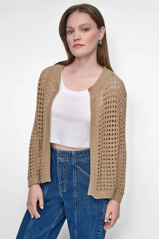 OPEN STITCH DROP SHOULDER CARDIGAN sold by DKNY