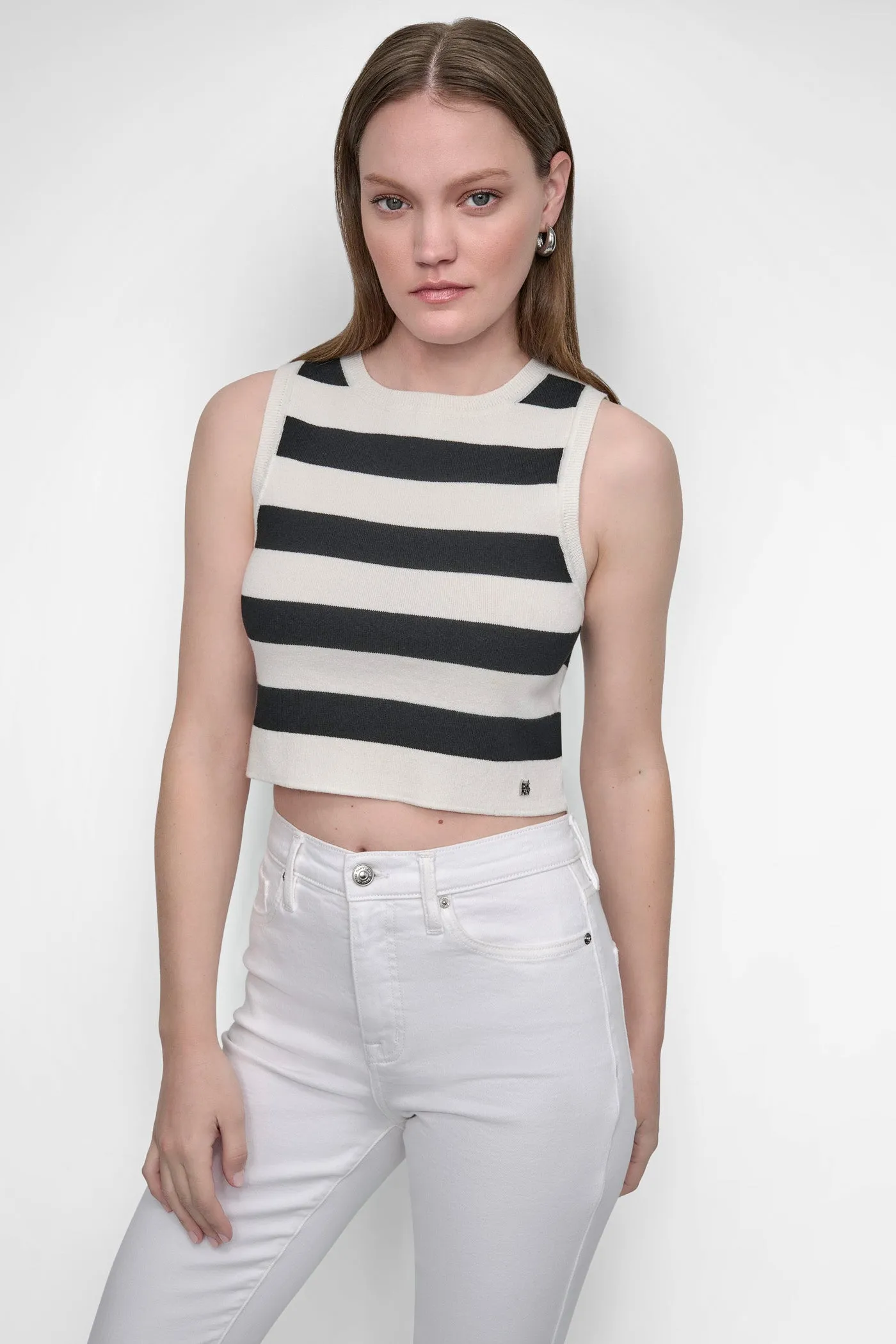 CROPPED JACQUARD SWEATER sold by DKNY