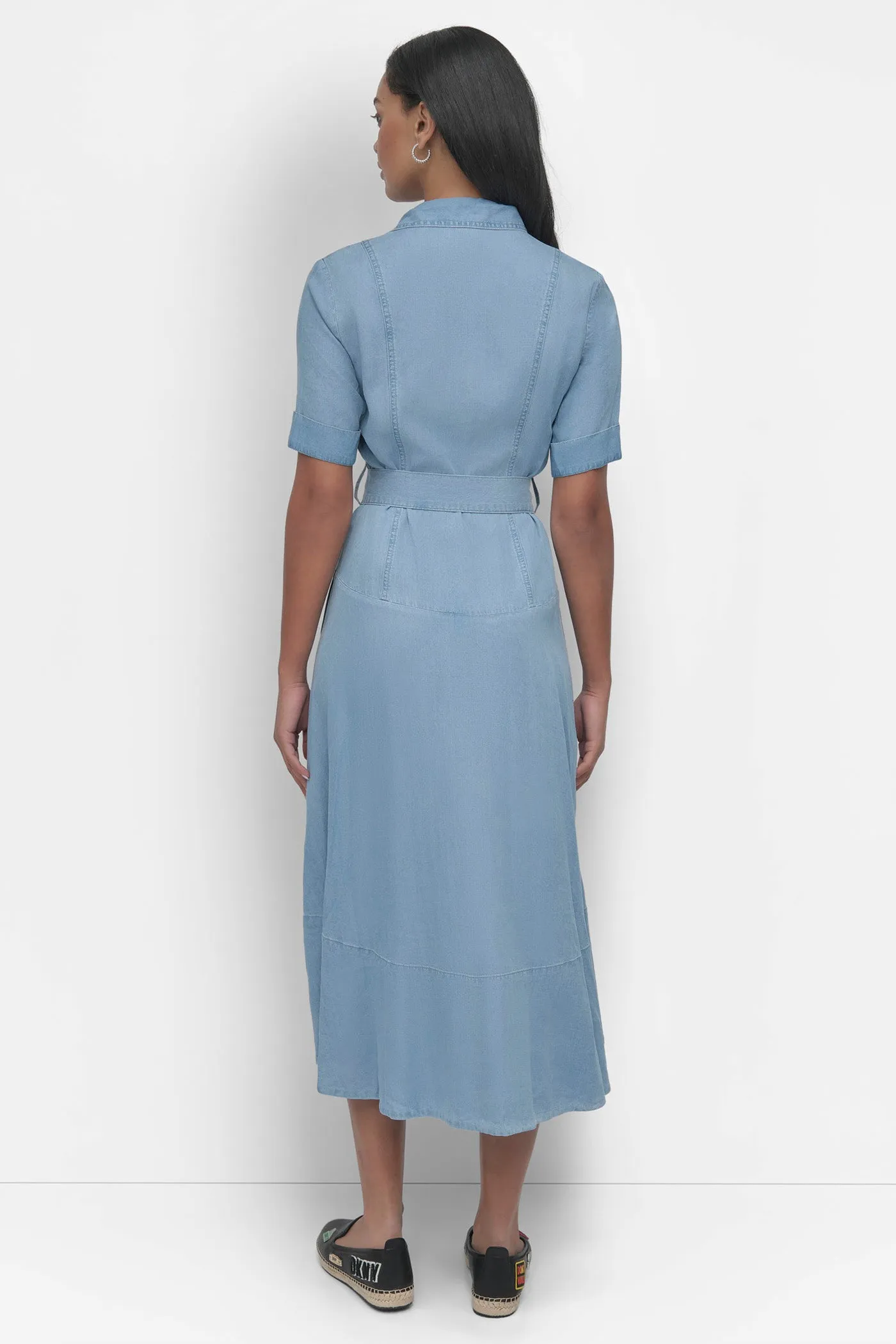 DROPPED WAIST BUTTON FRONT TENCEL DRESS sold by DKNY product image thumbnail 2