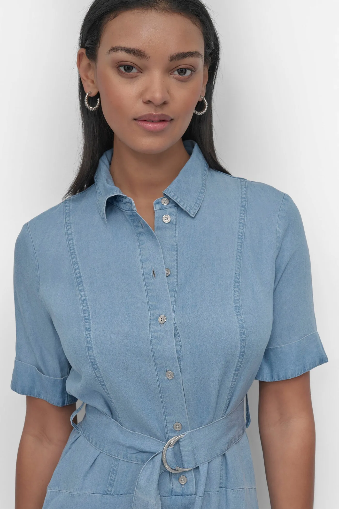 DROPPED WAIST BUTTON FRONT TENCEL DRESS sold by DKNY product image thumbnail 5