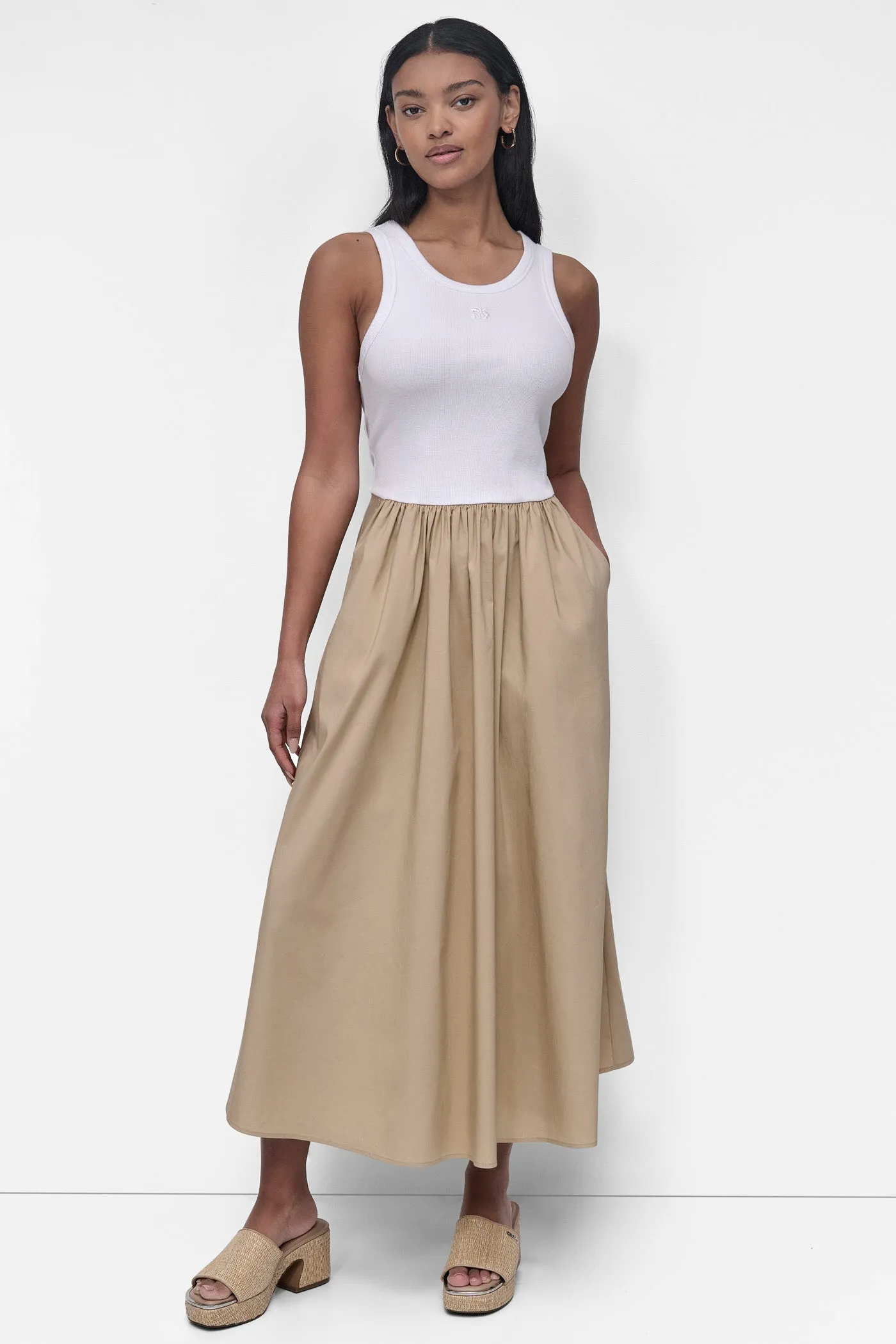 MIXED MEDIA MIDI TANK DRESS sold by DKNY