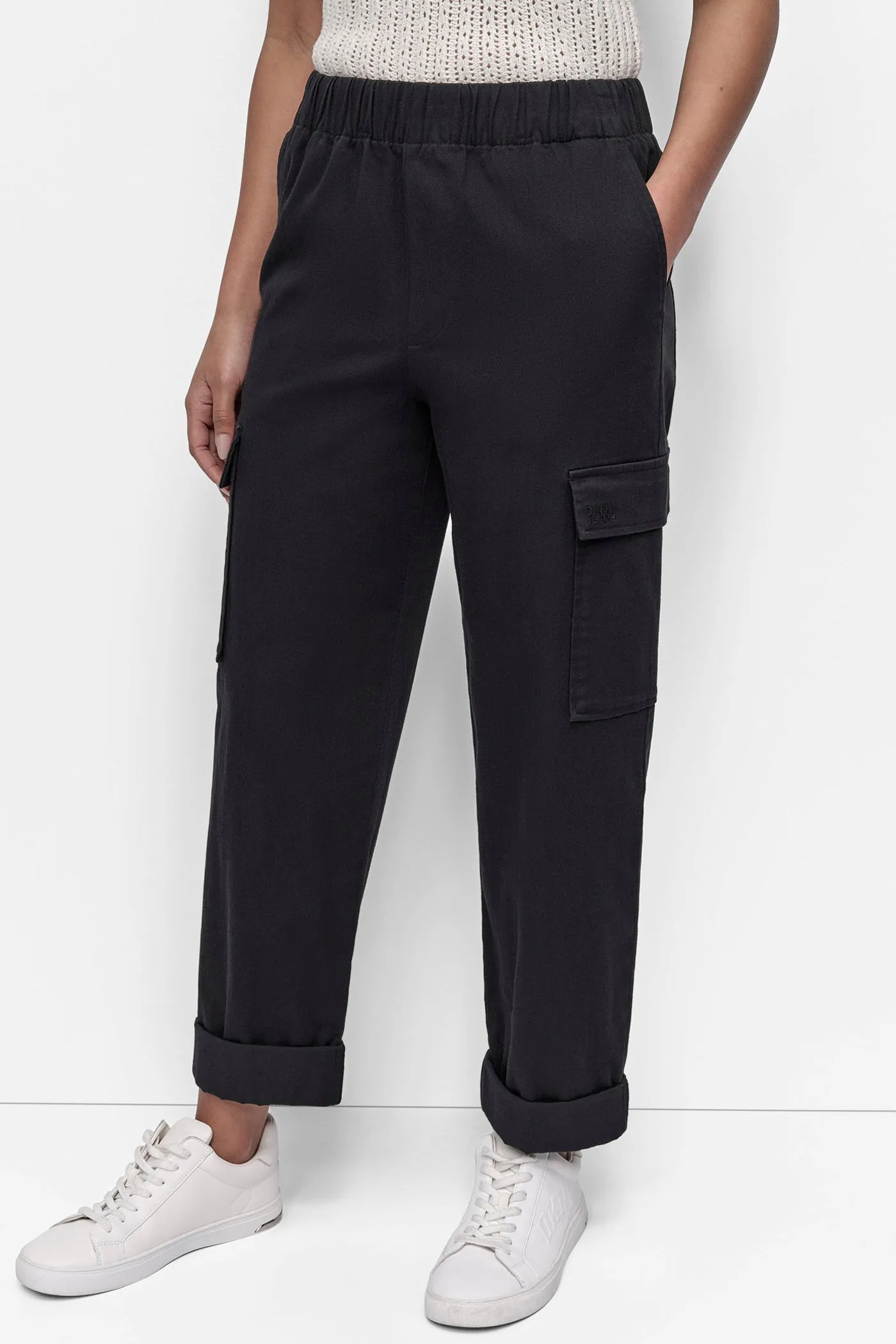 HIGH-RISE PULL-ON CARGO JOGGER sold by DKNY