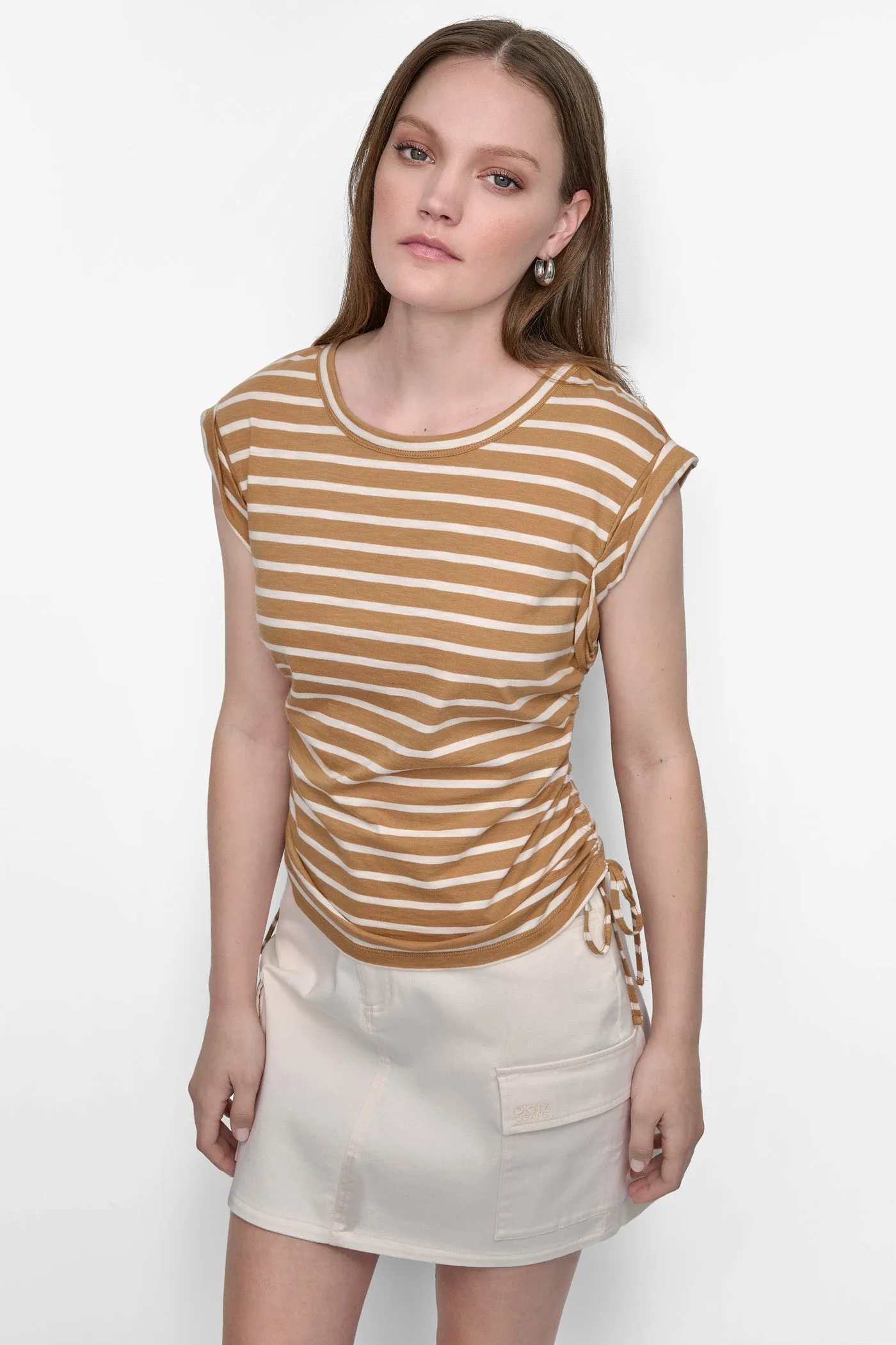 RUCHED SIDE-TIE TEE sold by DKNY