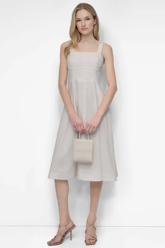 FIT & FLARE SEAMED DRESS made by DKNY