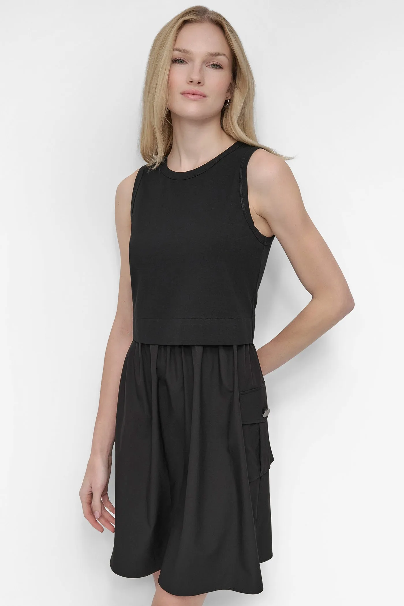 MIXED MEDIA CARGO A-LINE DRESS sold by DKNY product image thumbnail 4