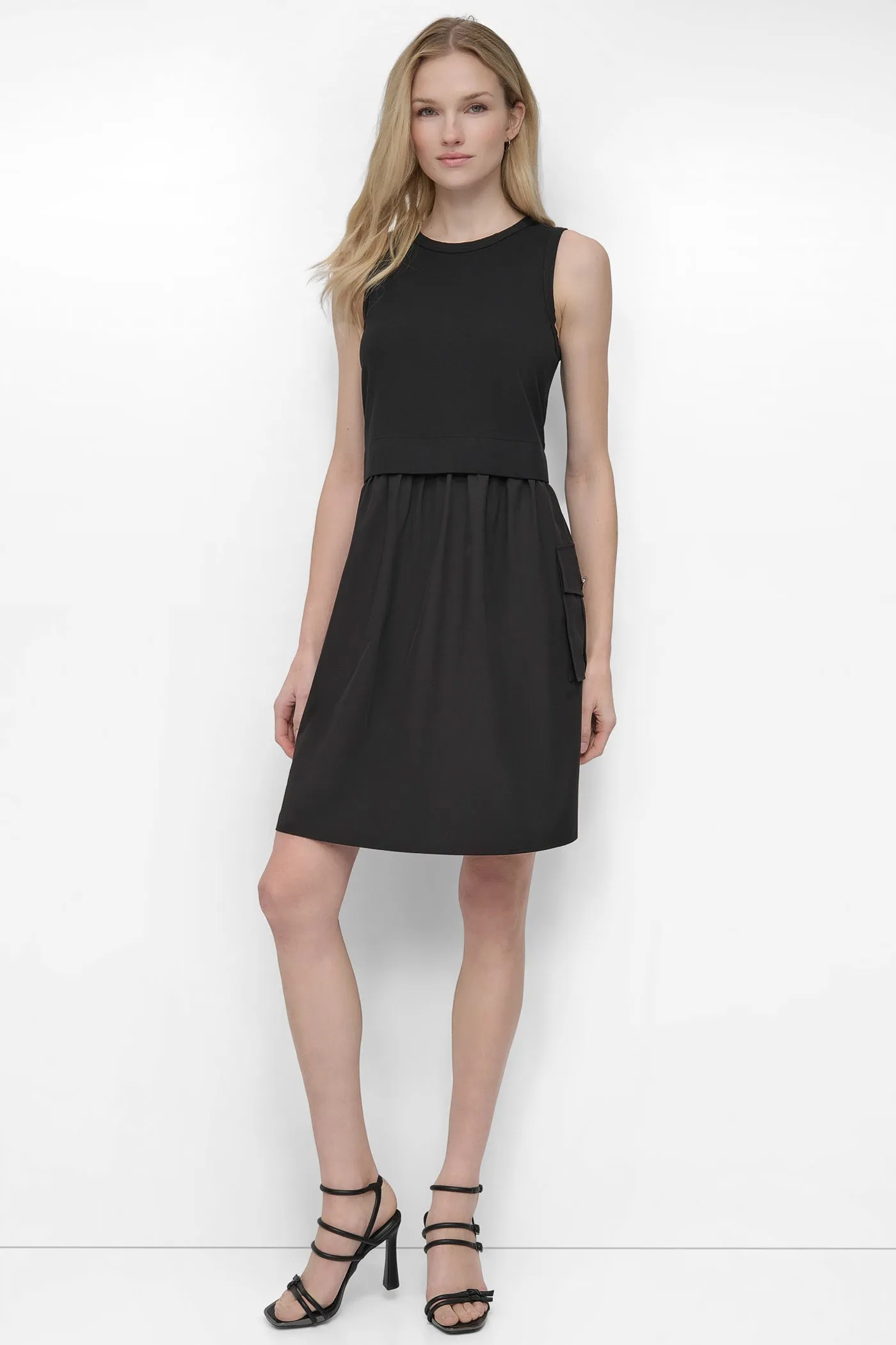MIXED MEDIA CARGO A-LINE DRESS sold by DKNY