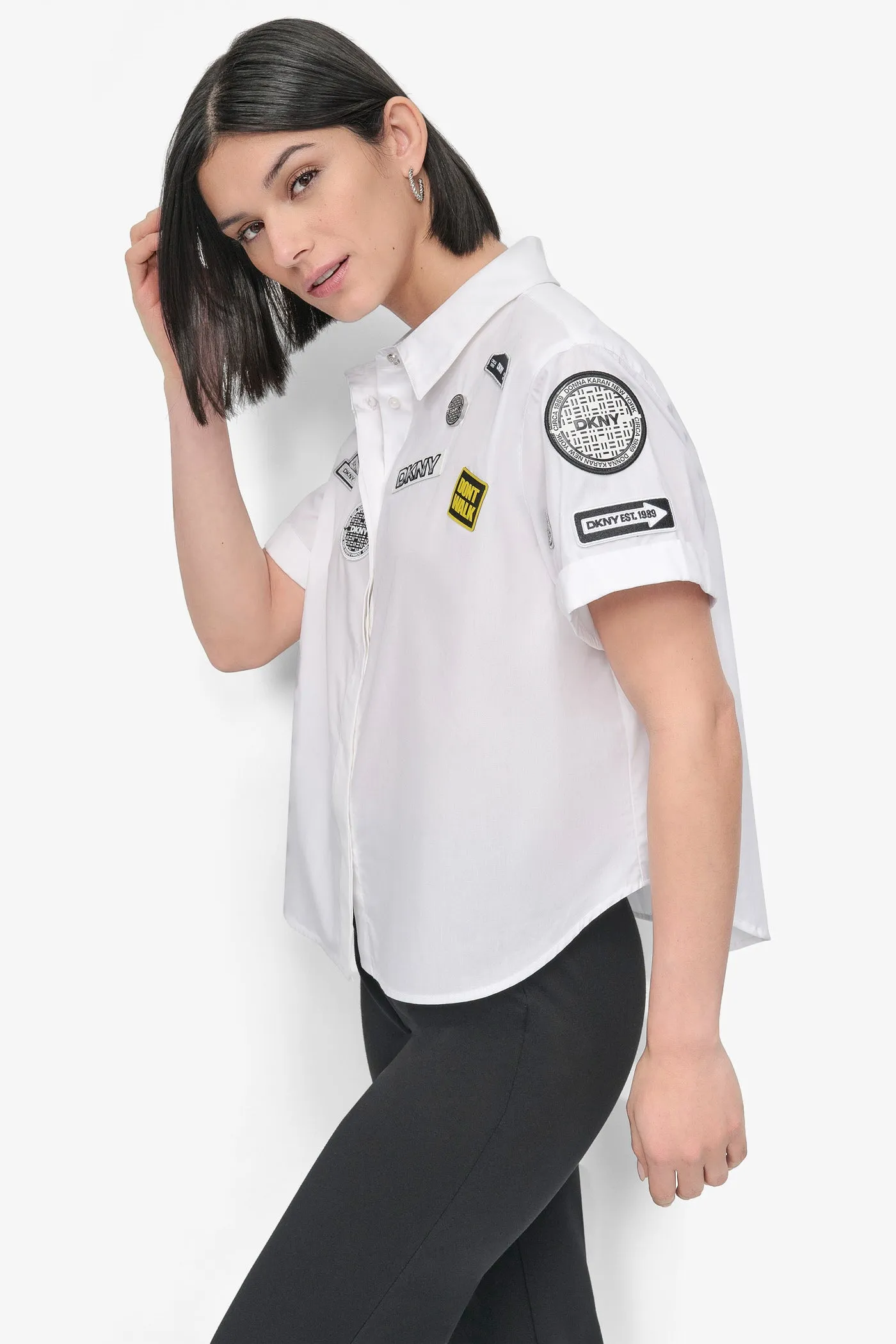SHORT SLEEVE EMBELLISHED SHIRT sold by DKNY product image thumbnail 3